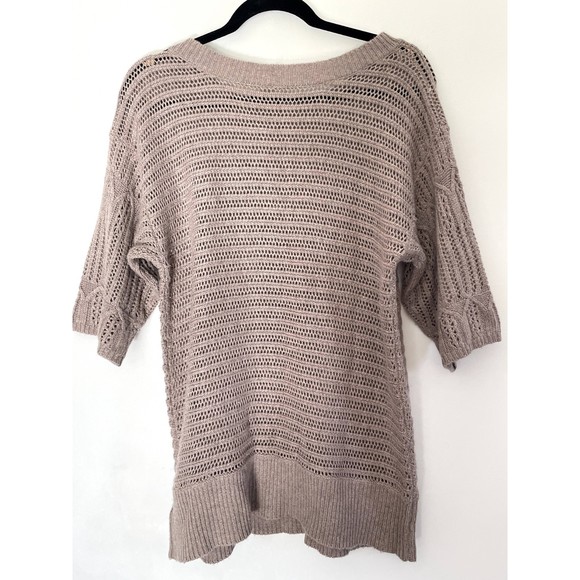 Mystree Open Knit Mohair Blend Neutral Boho Sweater Size Medium - Large A54 - Picture 2 of 10